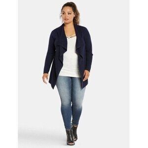 Torrid Navy Long Sleeve Open Drape Cardigan NWT Size 00 (12-14)  KNit Navy Blue